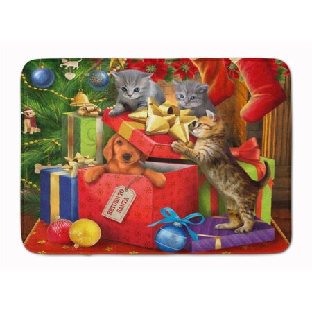 Carolines Treasures Kittens Return Puppy to Santa Claus Machine Washable Memory Foam Mat PTW2010RUG